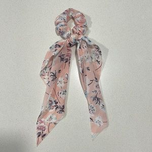 Pink floral scrunchie
